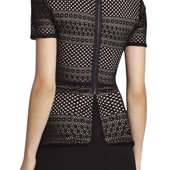 🌟 BCBGMAXAZRIA Vicktoria Mixed-Knit Peplum Top - Size M - Used - Picture 2 of 6